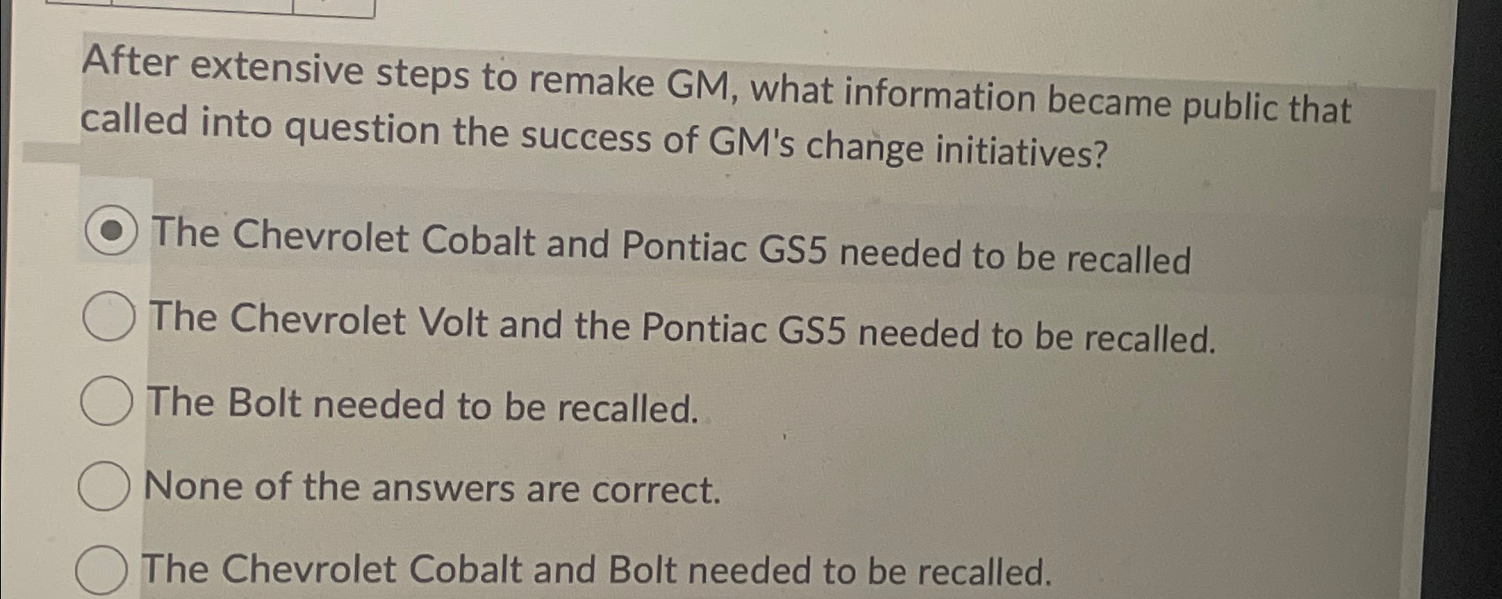  After extensive steps to remake GM, what information became public that