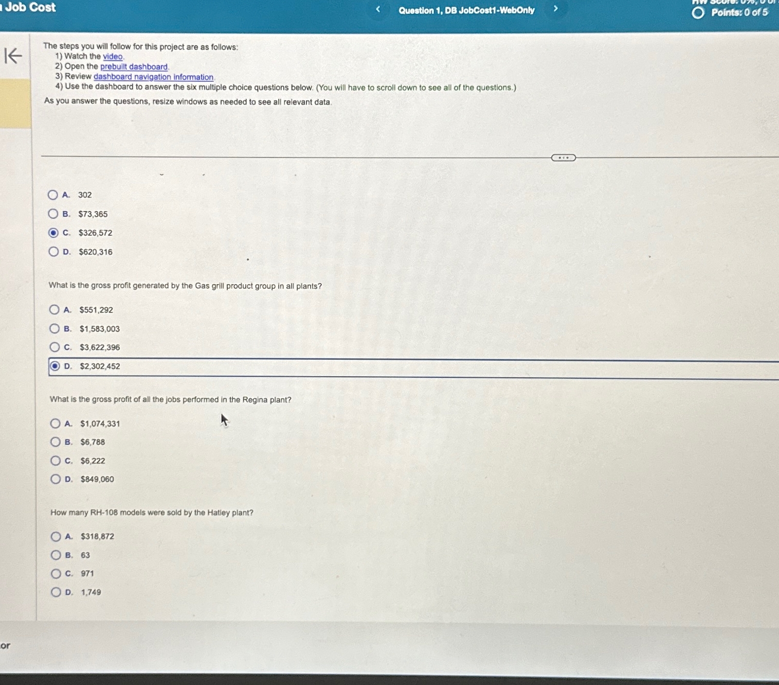  Question 1, DB JobCost1-WobOnly Polints: 0 of 5 The steps you