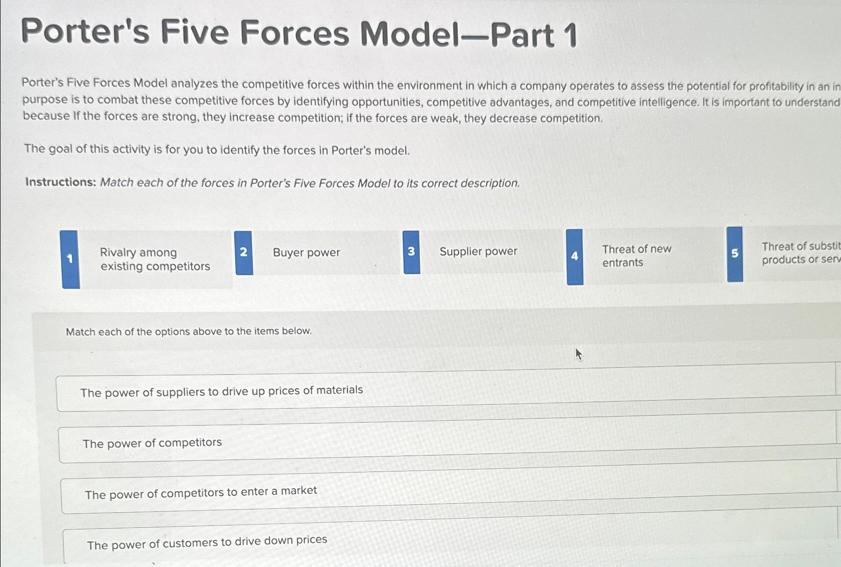  Porter's Five Forces Model-Part 1 Porter's Five Forces Model analyzes the