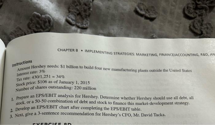 Hersheys EXERCISE SC Perform an EPS/EBIT Analysis for Hershey Company Purpose An