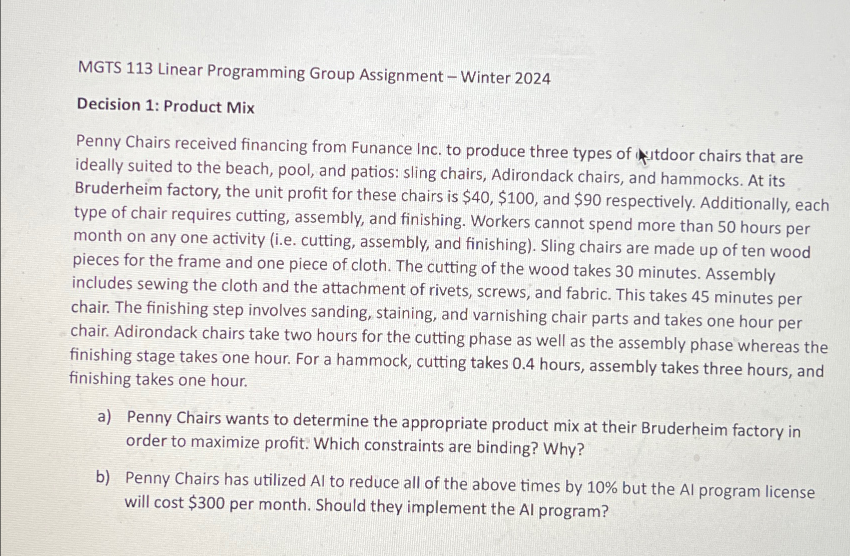  One Word Document with a report outlining your recommendations for the