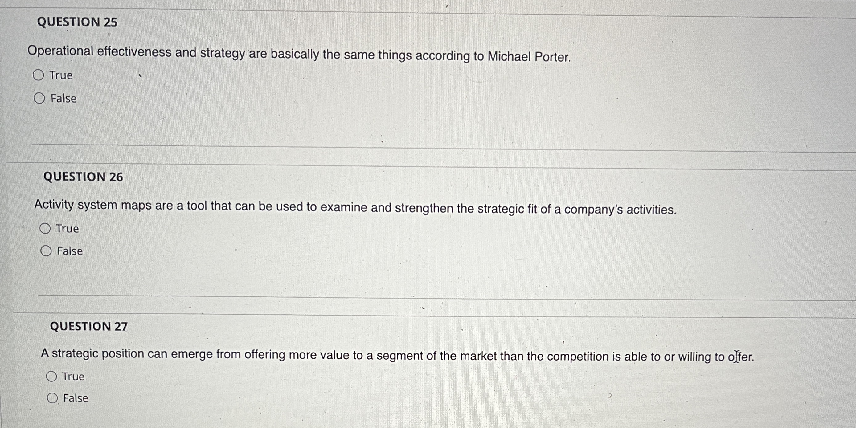  Operational effectiveness and strategy are basically the same things according to