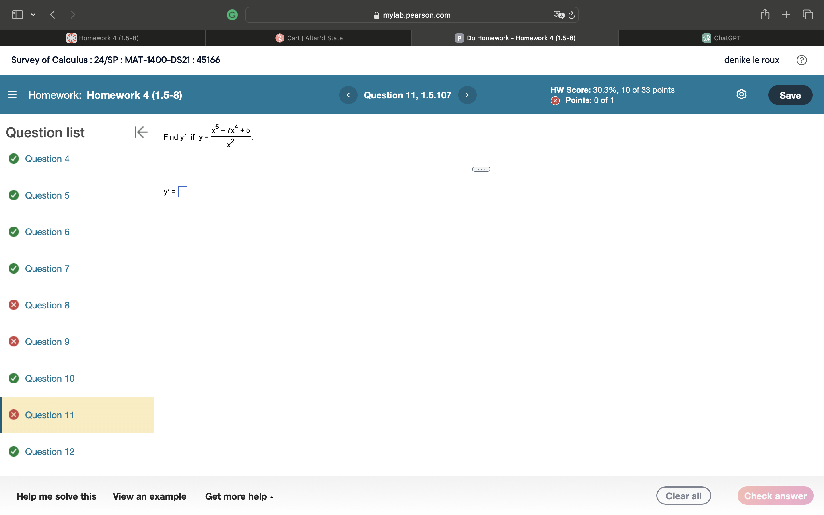 For the function, find the point(s) on the graph at which the