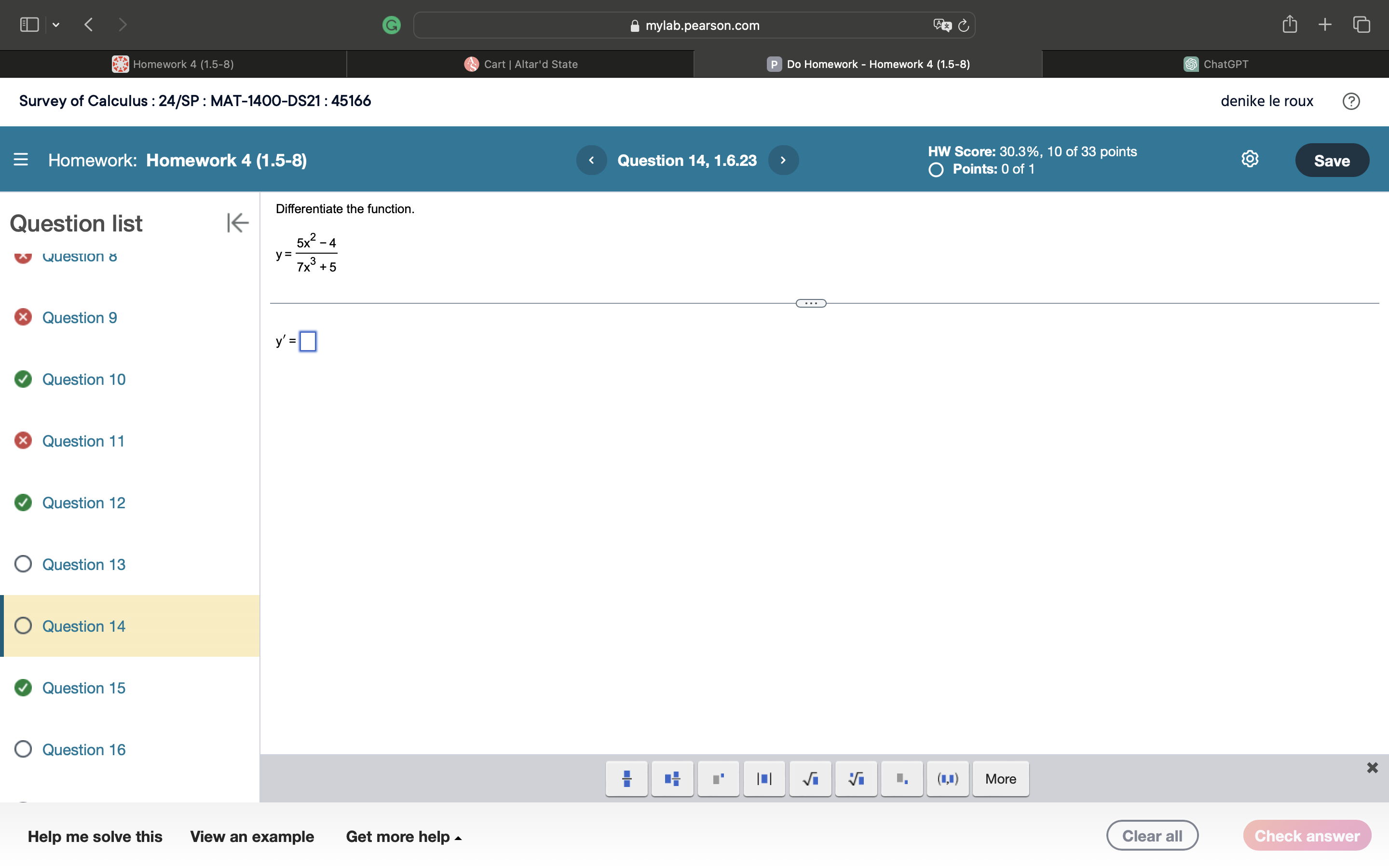 Points: 0 of 1 denike le roux @ Question list 1