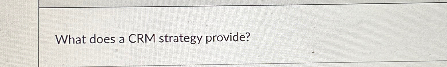  What does a CRM strategy provide? 