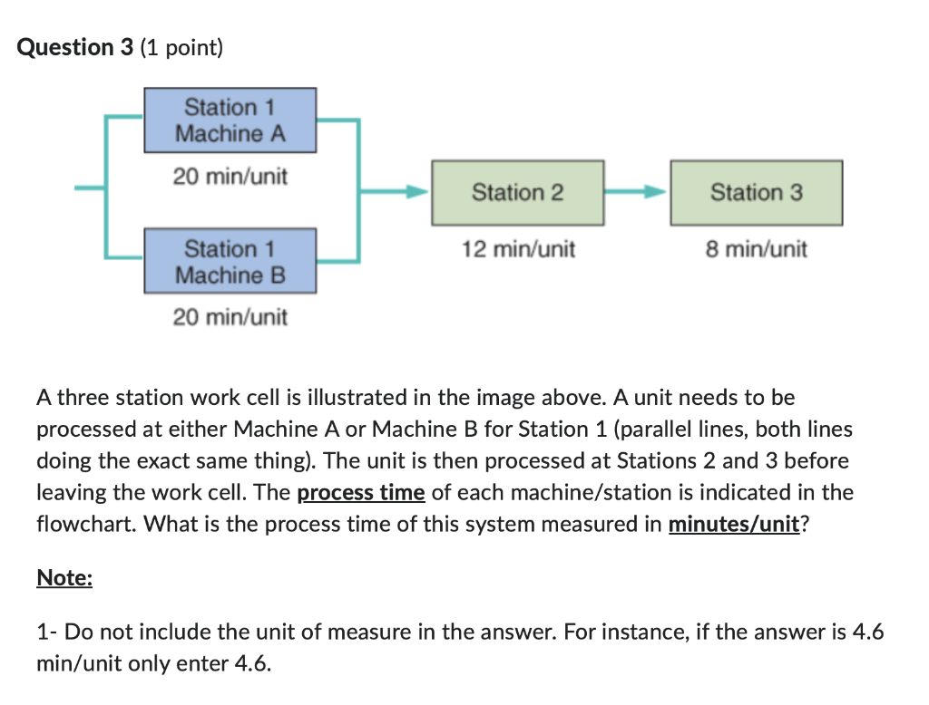  Question 3 (1 point) A three station work cell is illustrated