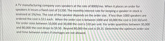 Please use excel to solve this and please show all formulas used!