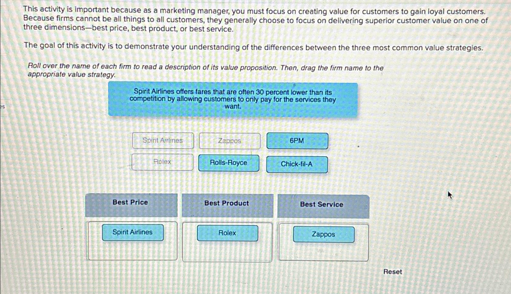  This activity is important because as a marketing manager, you must