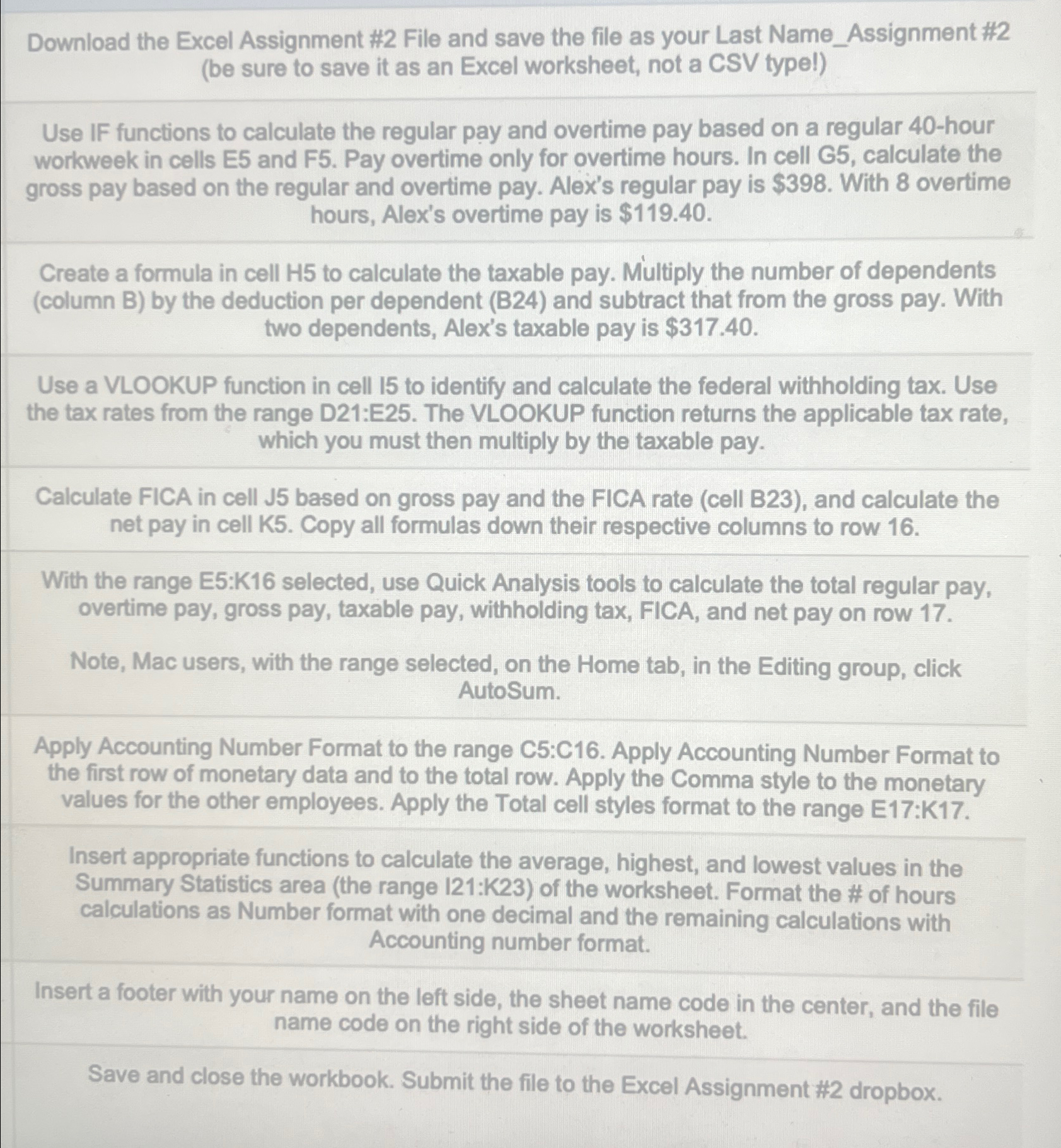  Download the Excel Assignment #2 File and save the file as