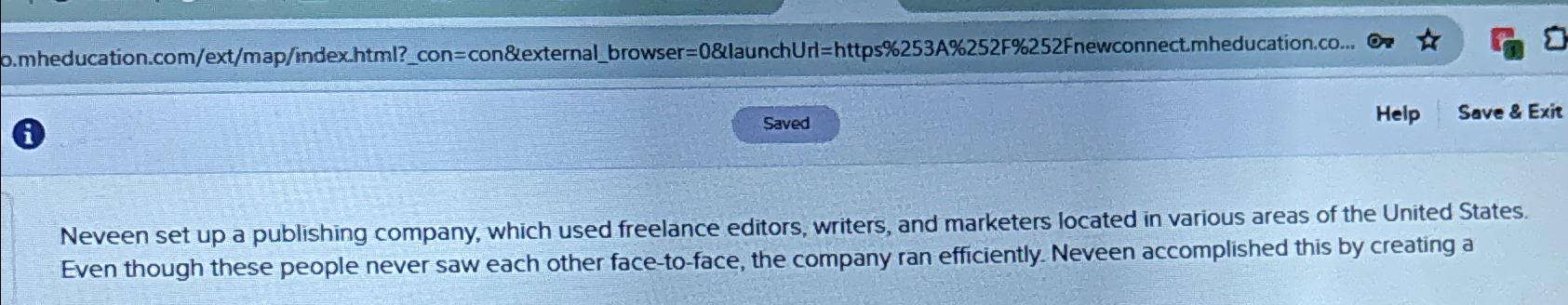  (i) Help Save & Exit Neveen set up a publishing company,