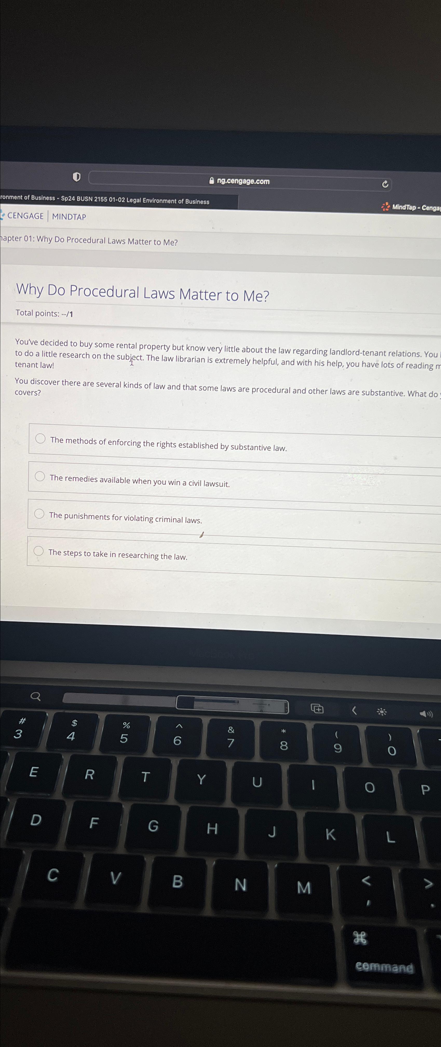  Why Do Procedural Laws Matter to Me? Total points: --/1 You've