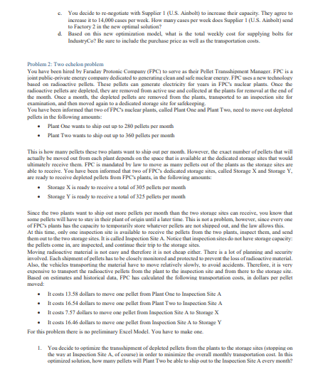 ISE 470 Problem 1 You have recently been appoimed Conegory Manager for