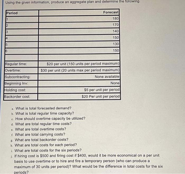NEED DONE IN EXCEL. Step by step a. What is total forecasted