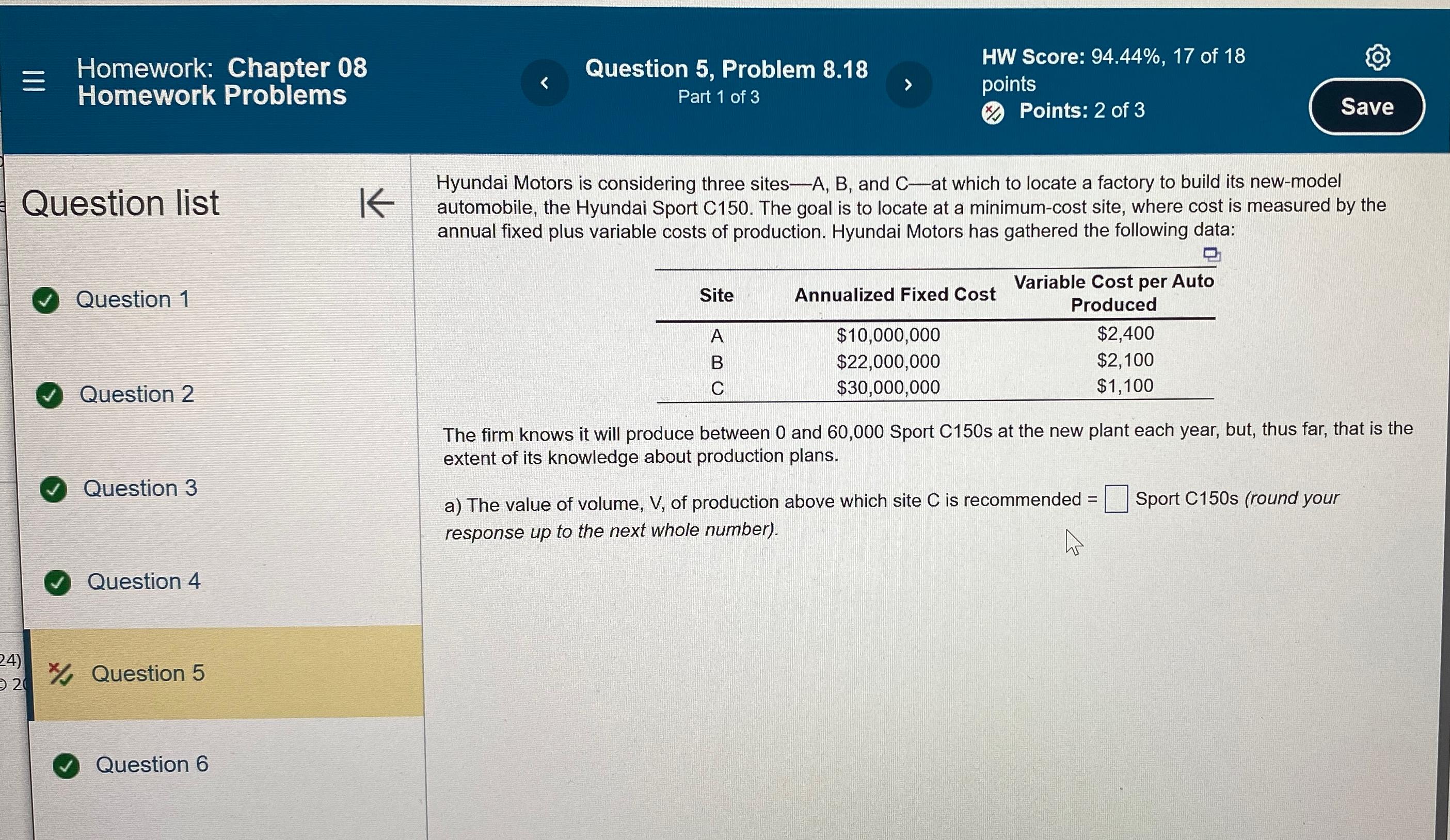  -= Homework: Chapter 08 Homework Problems Question list Question 1 Question