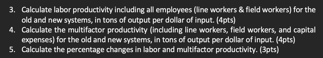 question set, you will calculate labor productivity and multifactor productivity, both in