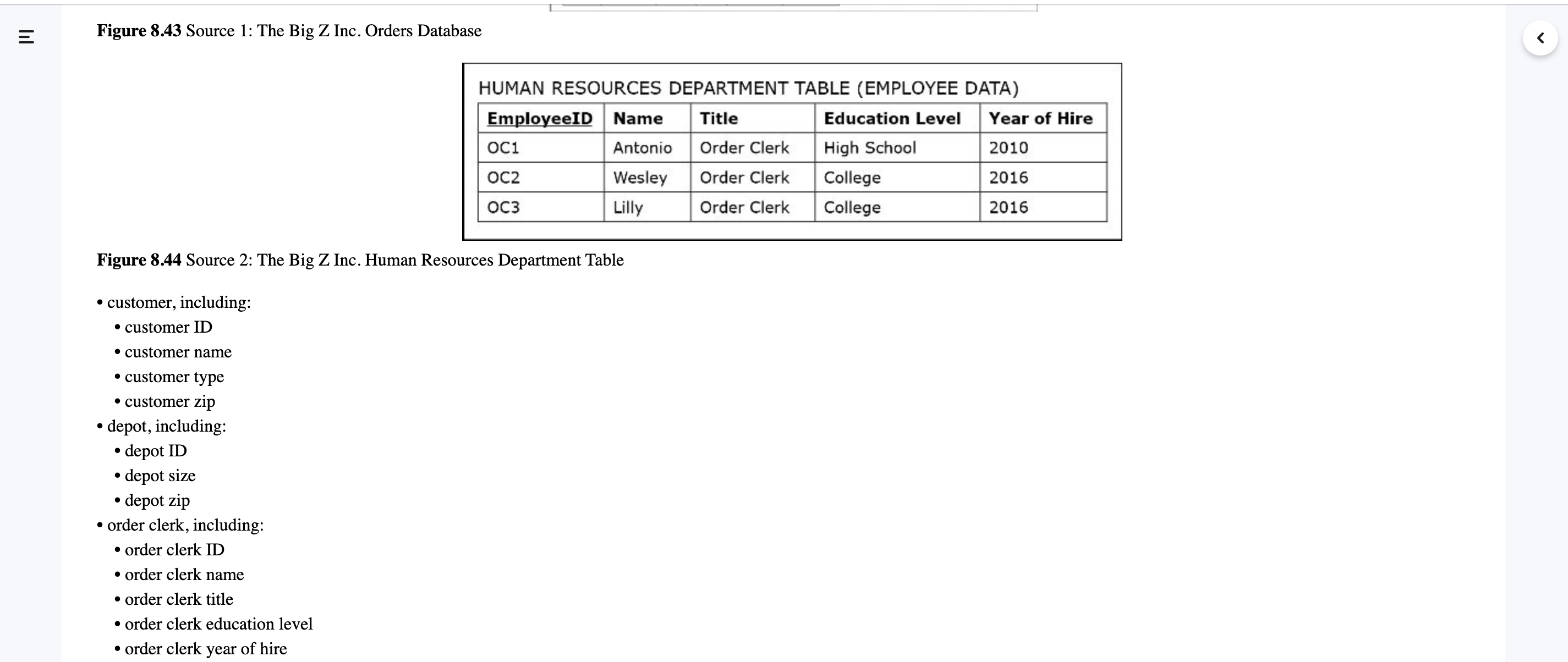  Figure 8.43 Source 1: The Big Z Inc. Orders Database HUMAN