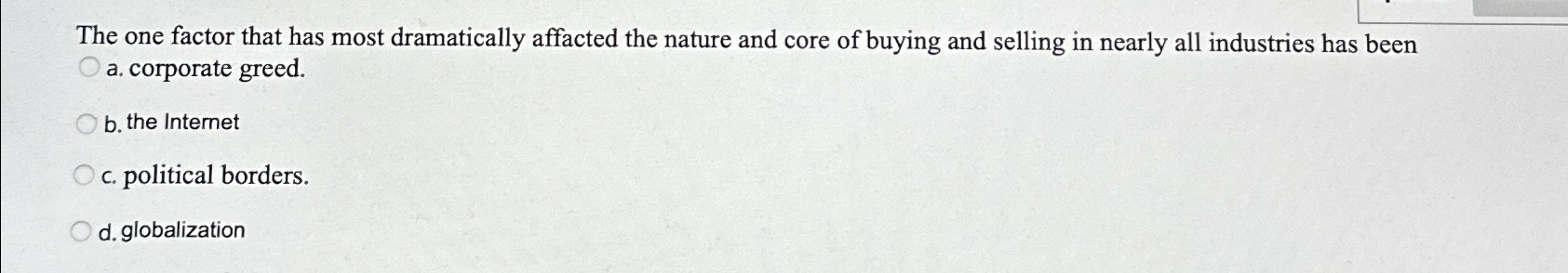  The one factor that has most dramatically affacted the nature and