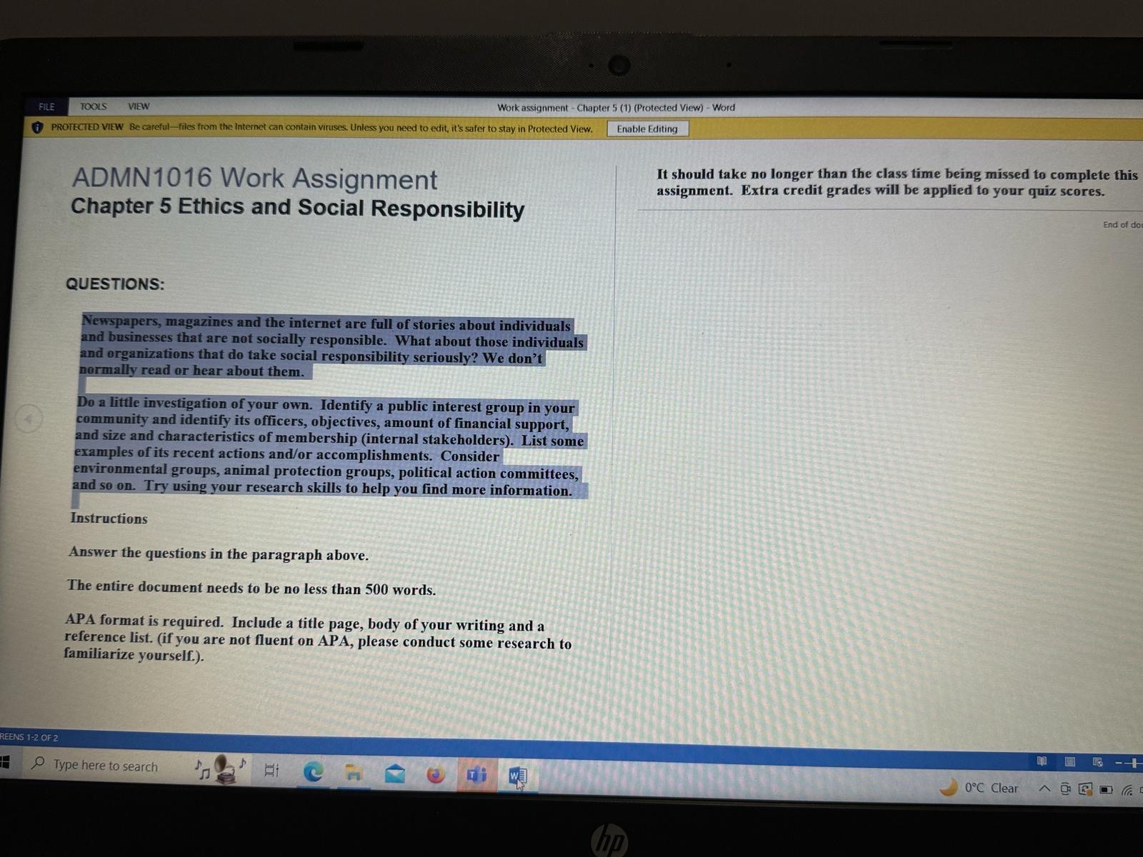  FitE TOOLS VIEW Work assignment Chapter 5 (1)(Protected View) Word PROFECIED