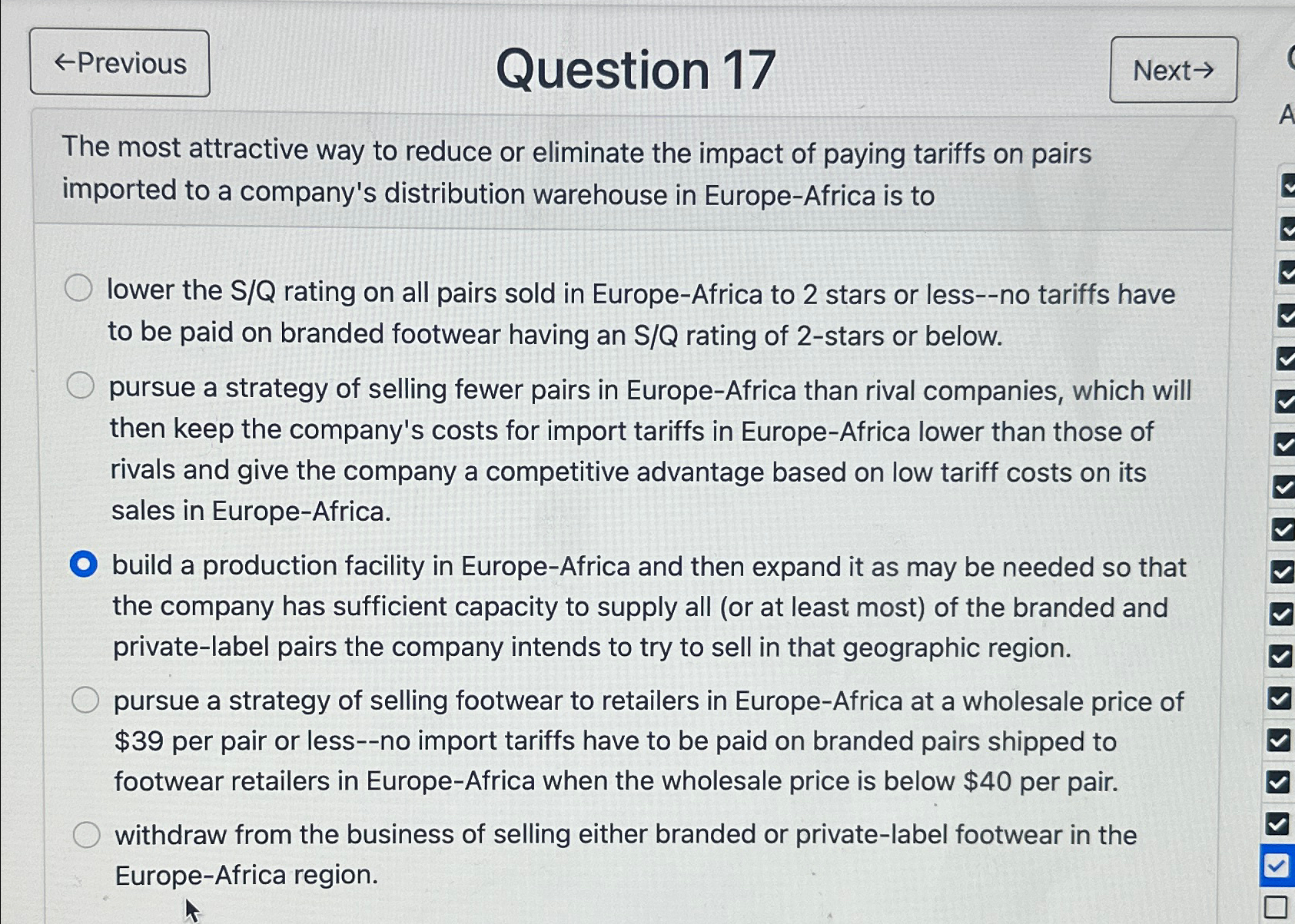  Question 17 The most attractive way to reduce or eliminate the