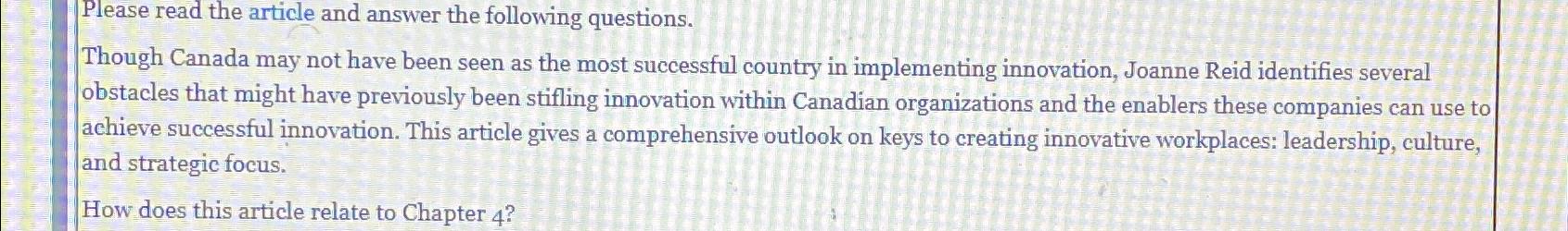  Please read the article and answer the following questions. Though Canada