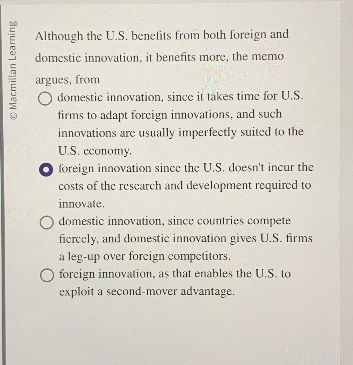  Although the U.S. benefits from both foreign and domestic innovation, it
