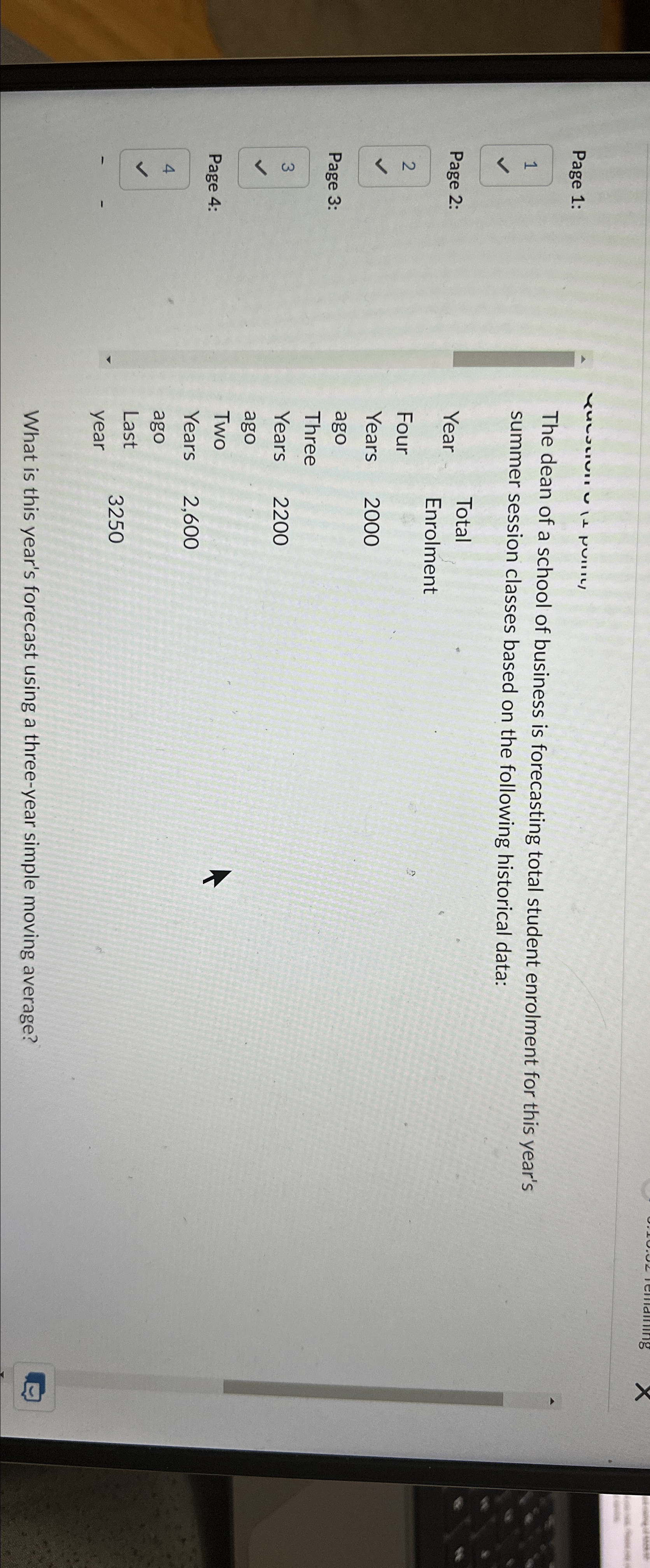  Page 1: What is this year's forecast using a three-year simple
