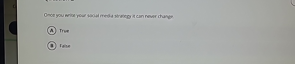  Once you write your social media strategy it can never change.
