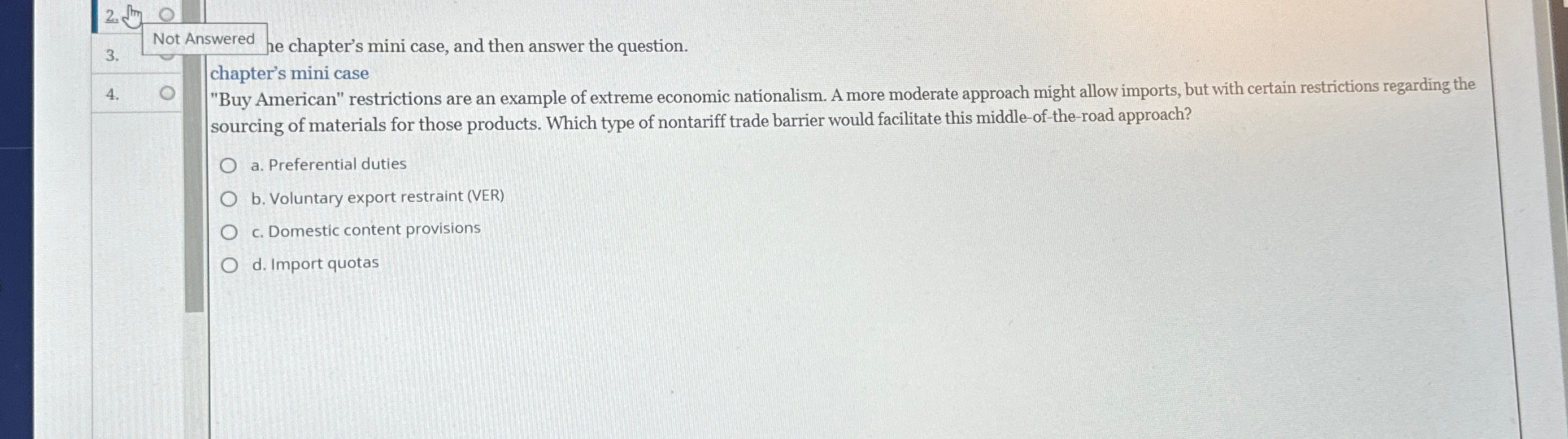  Not Answered he chapter's mini case, and then answer the question.