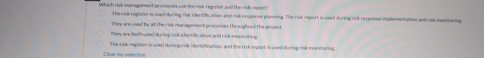  Which risk management processes use the risk register and the risk