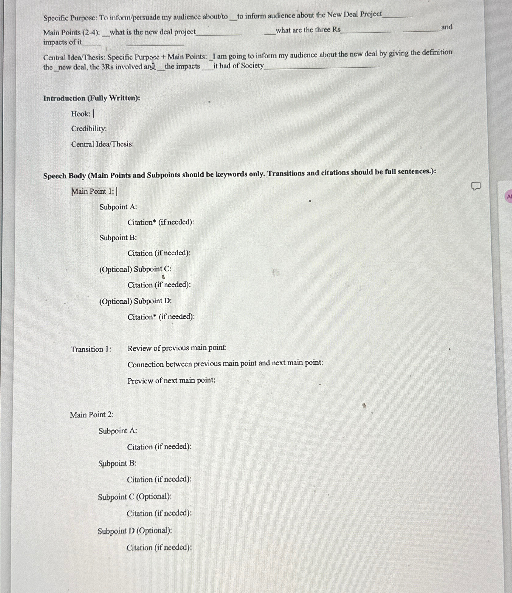  Specific Purpose: To inform/persuade my audience about/to to inform audience about