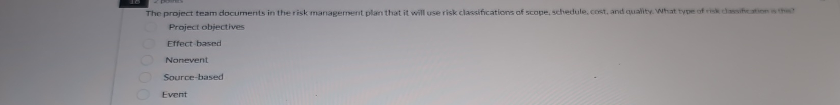  The project team documents in the risk management plan that it