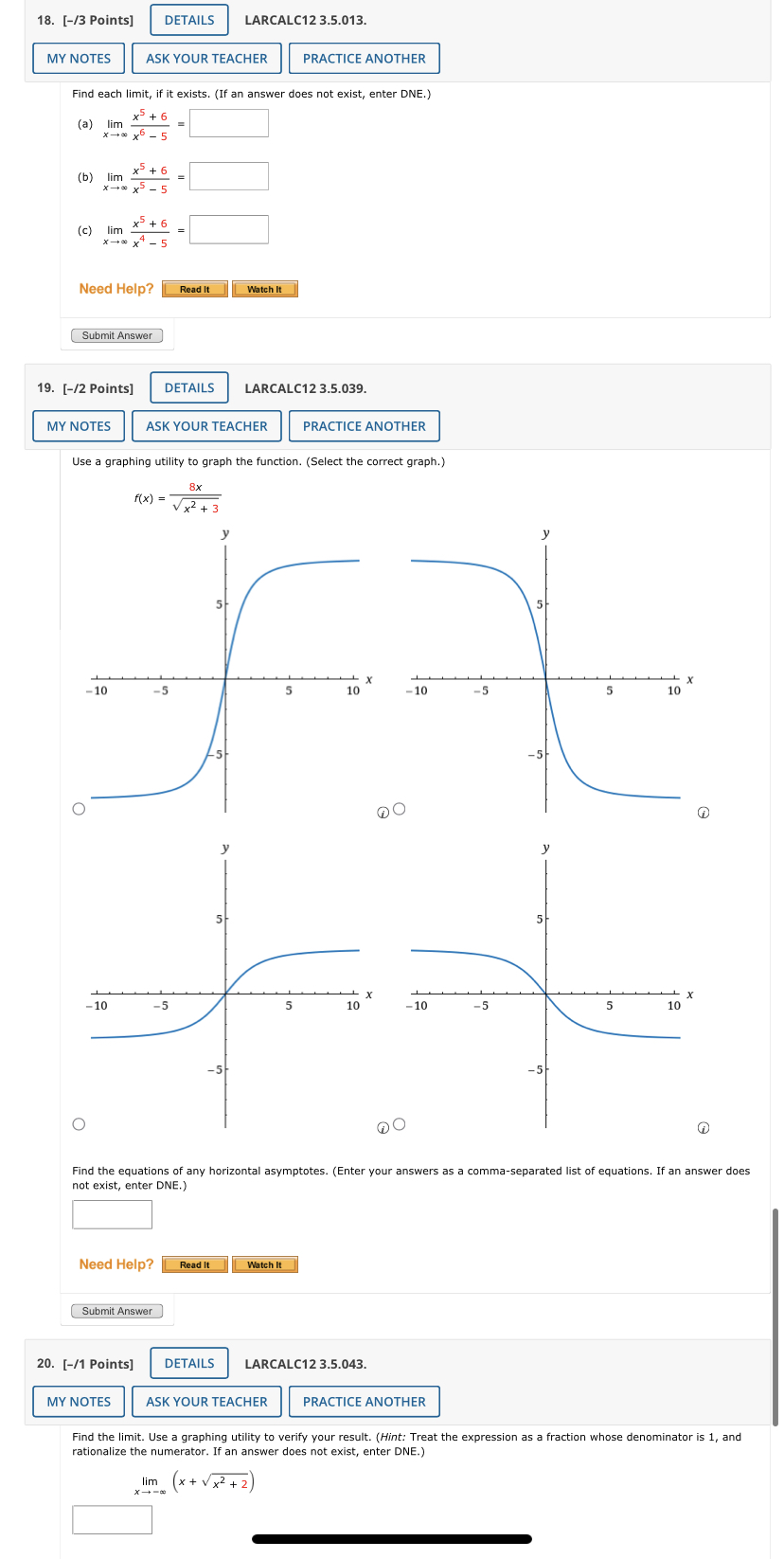 Read It Submit Answer 2. [-/1 Points] DETAILS LARCALC12 3.5.017.MI. MY NOTES