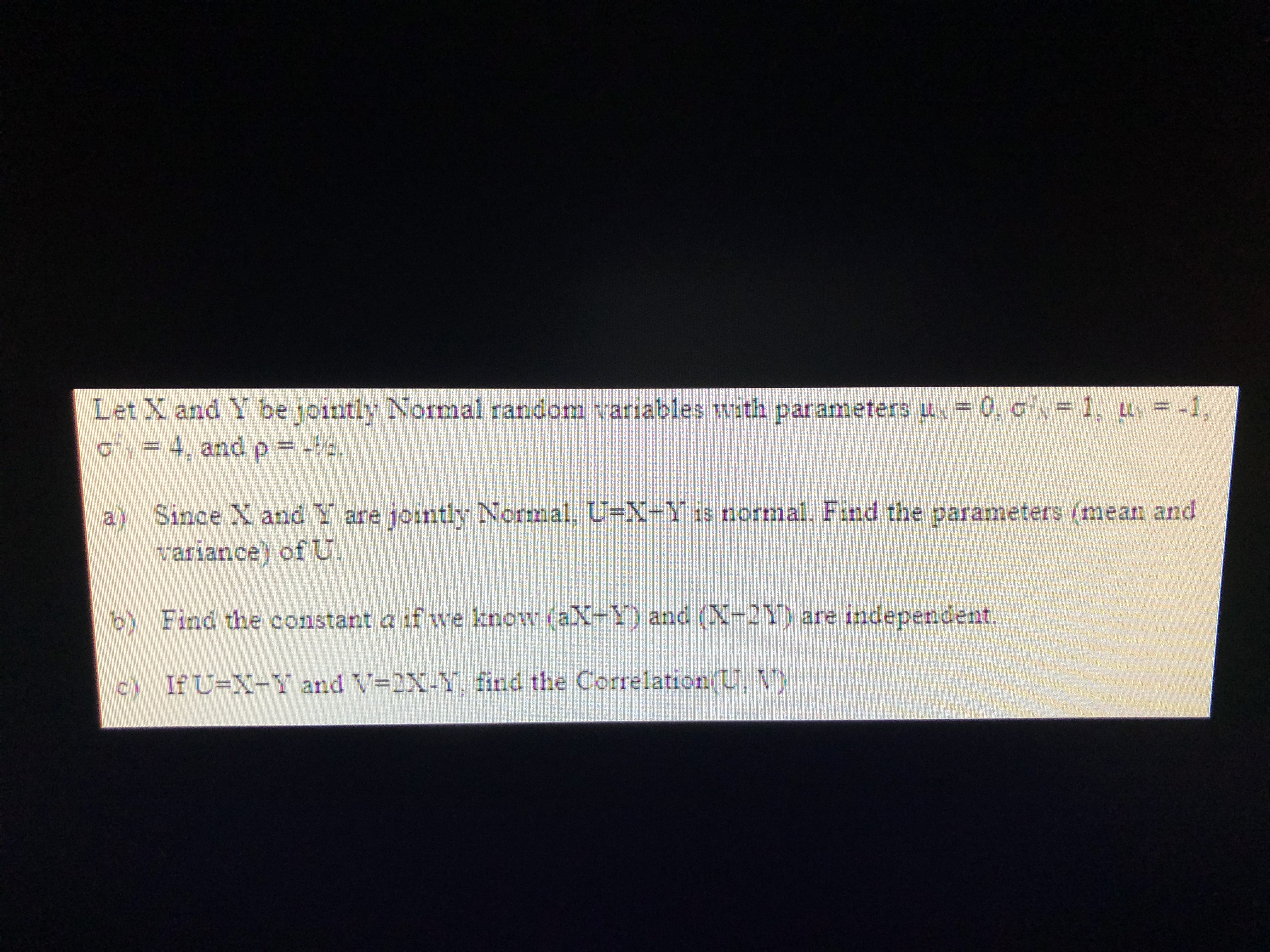  Let X and Y be jointly Normal random variables with parameters