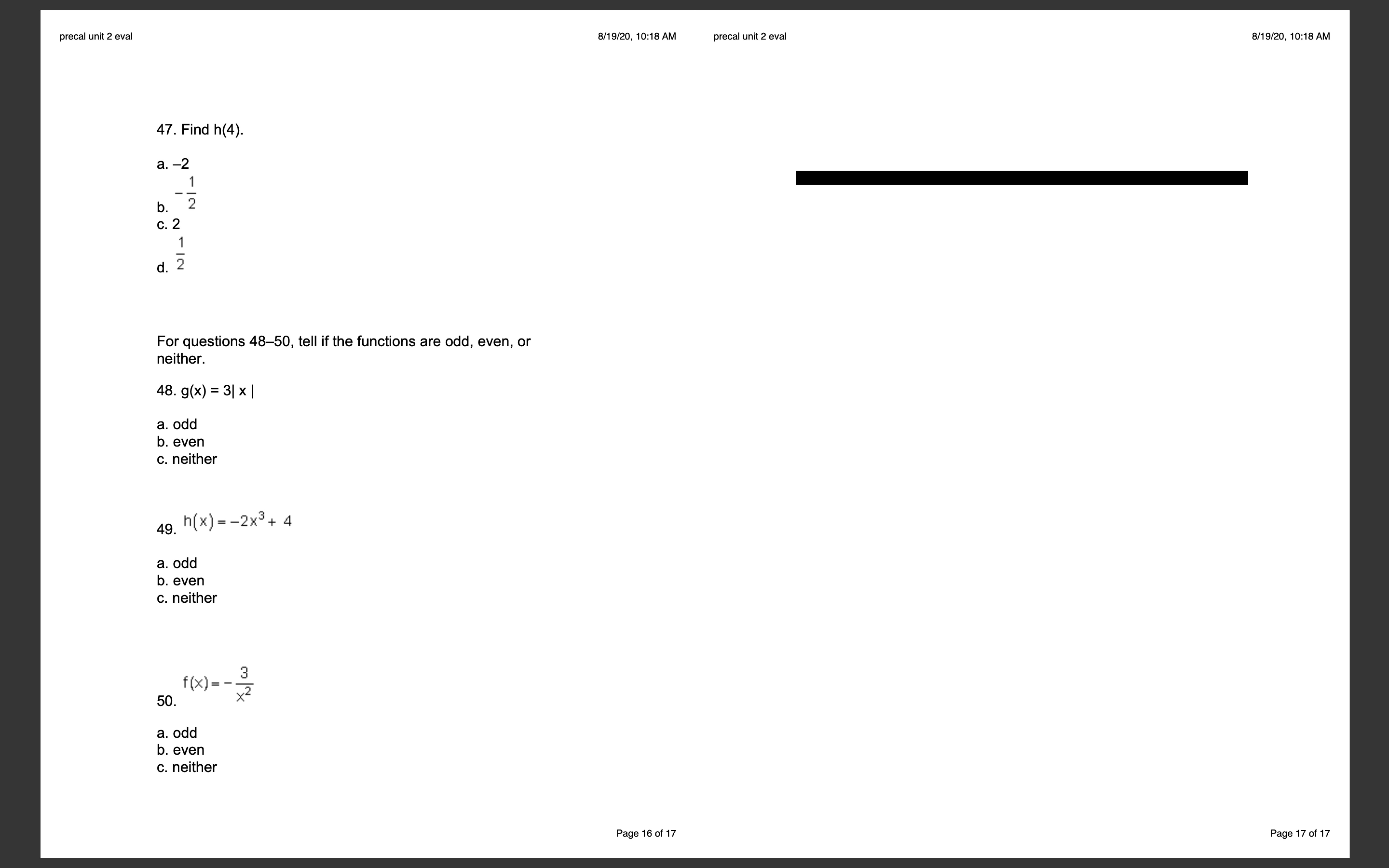 ordered pairs corresponding to the domain. 4 in 16. Find (9 .