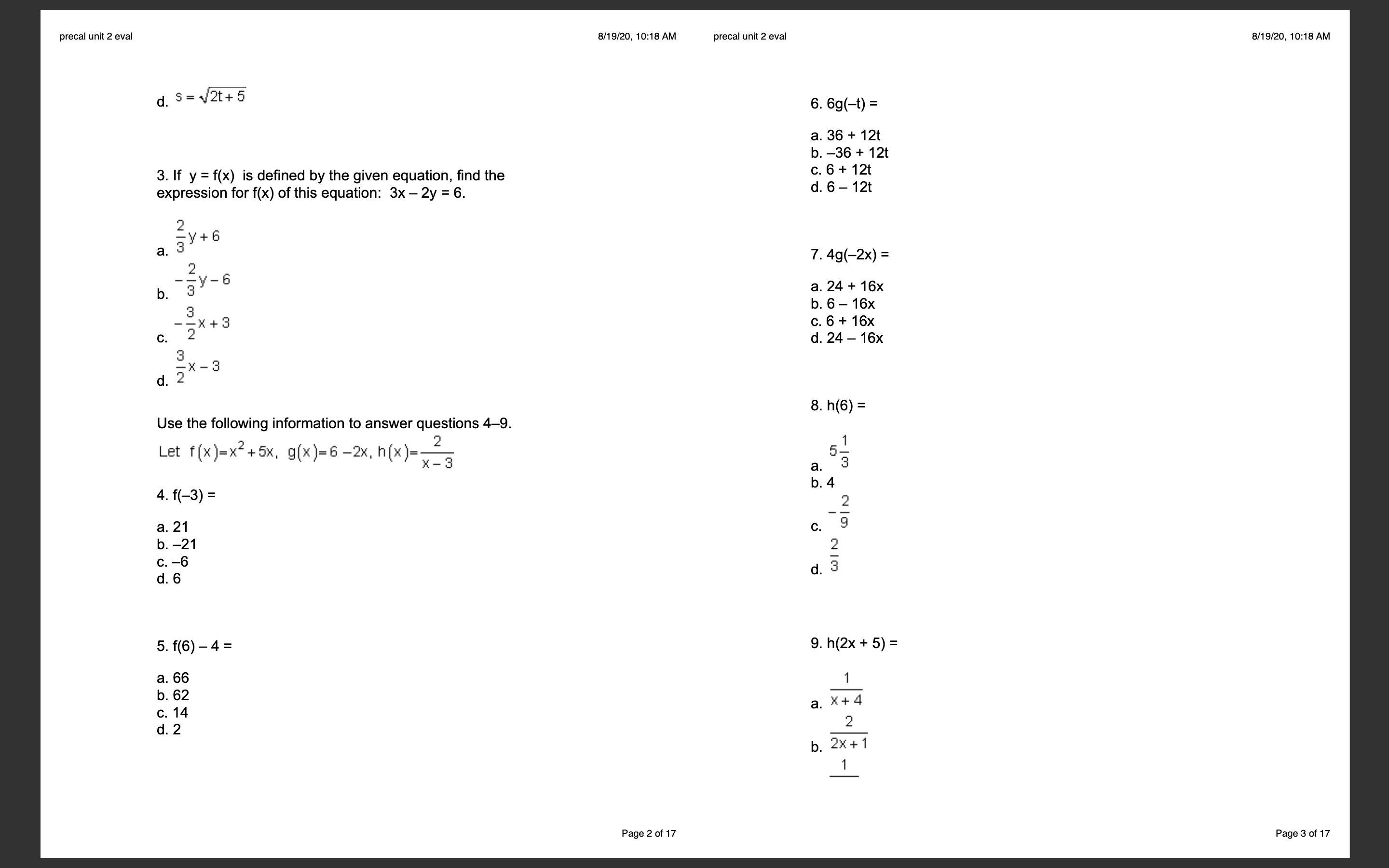 . 34 b. -6x2 + 2x+2 (-7.47) C. -6x2 +2x+1 C .
