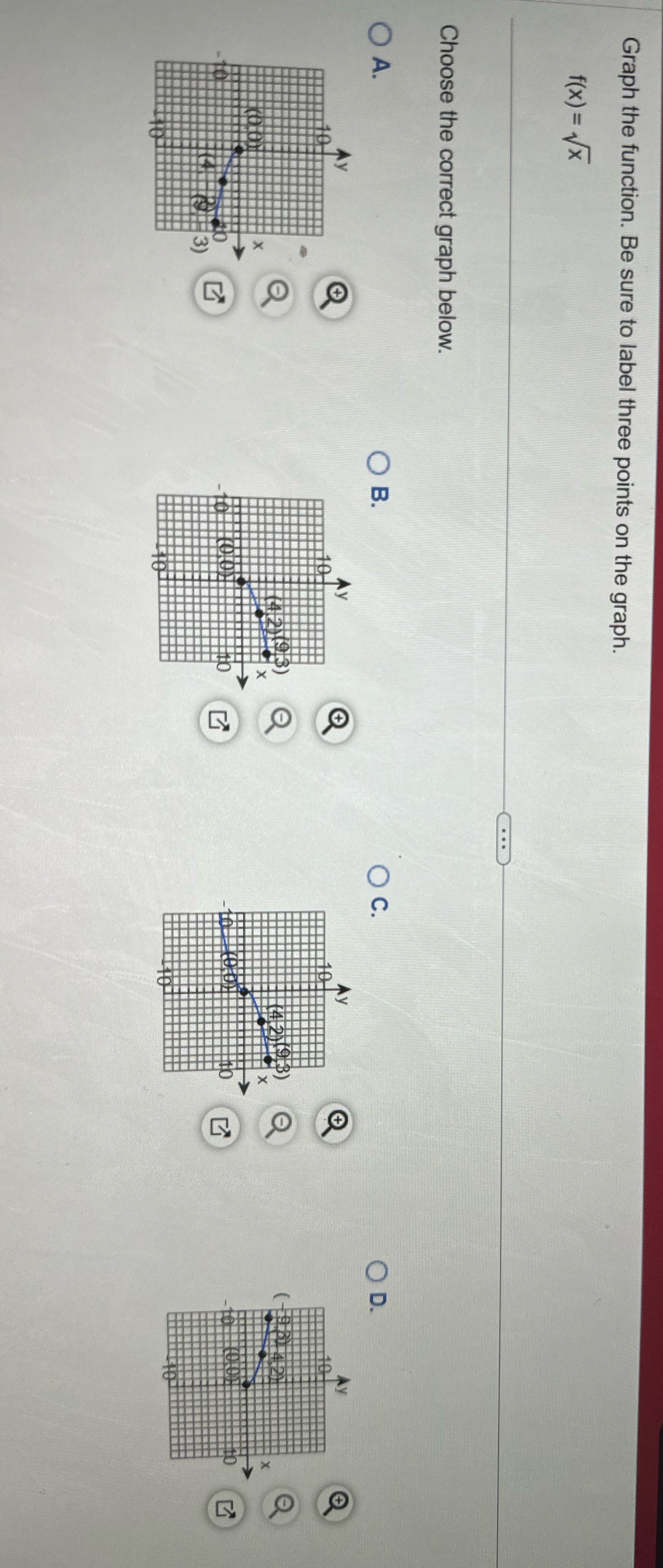  Graph the function. Be sure to label three points on the