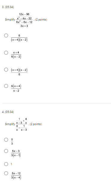10 5x X - 8 5x 2 x -4 O 5(x+6) 6X-8