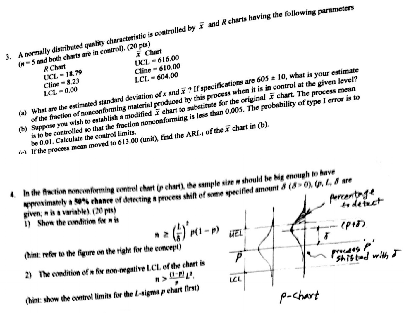 answer these questions showing the steps 3. A normally distributed quality characteristic