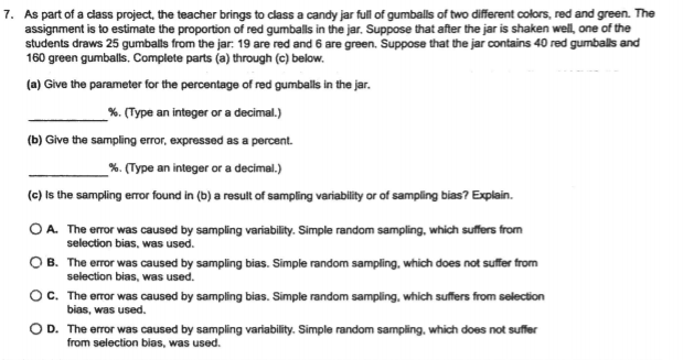 pleaseee help e me 7. As part of a class project, the