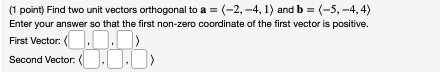 A vector u with |u| = 1 points north and a vector