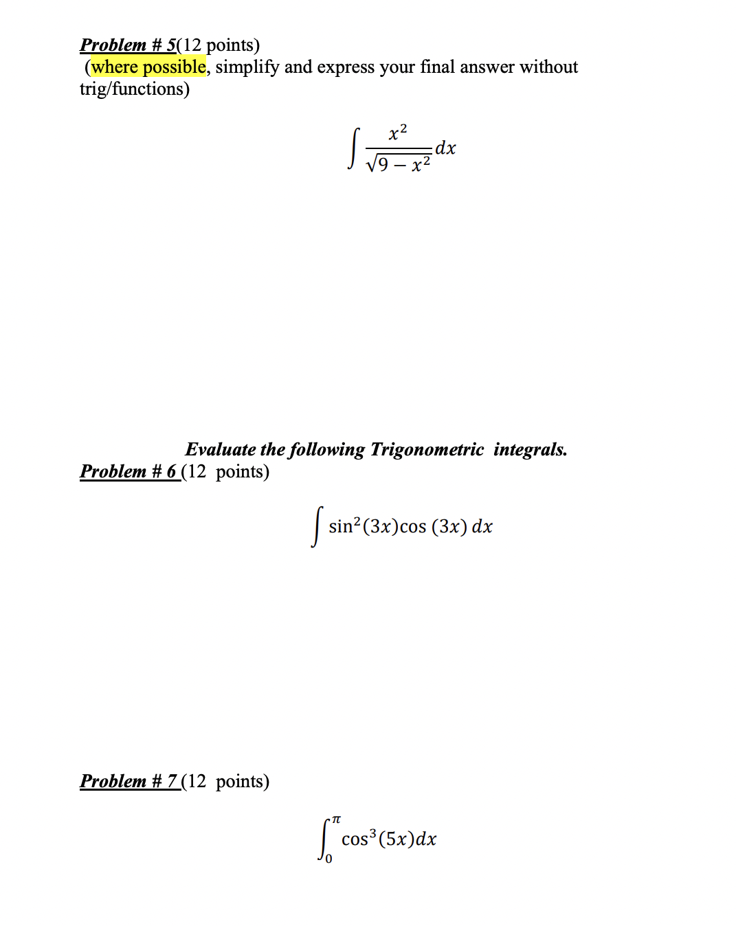 1 (12 points) 2x% 4+ 19x + 22 J x2+x12 Problem #