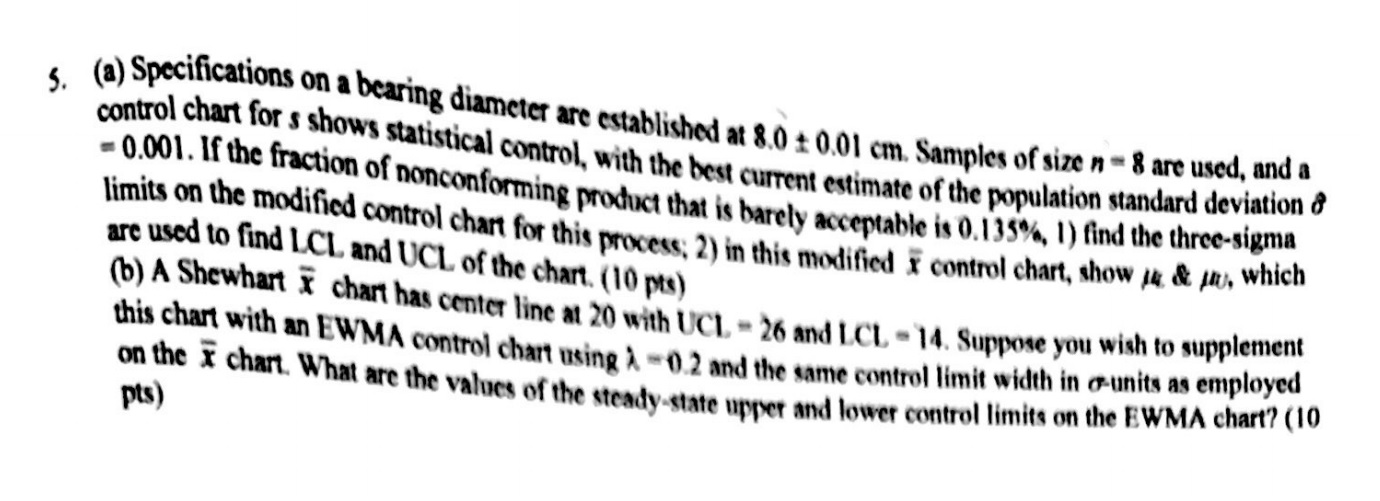 answer these questions showing the steps (a) Specifications on a bearing diameter