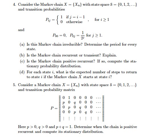 Markov chain with 7 states. Which one of the following statements is