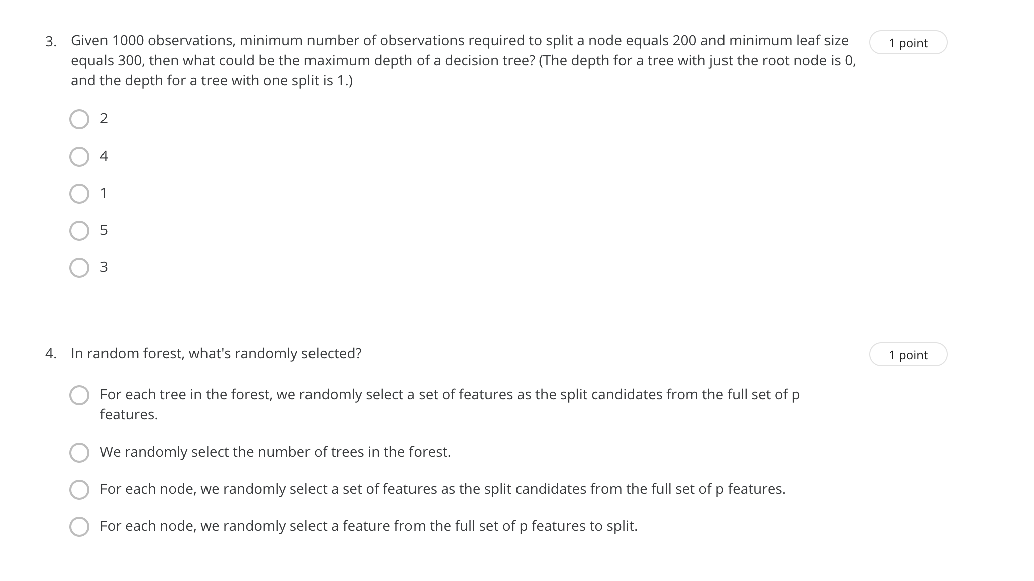 point B When building a classification tree, each feature can only be