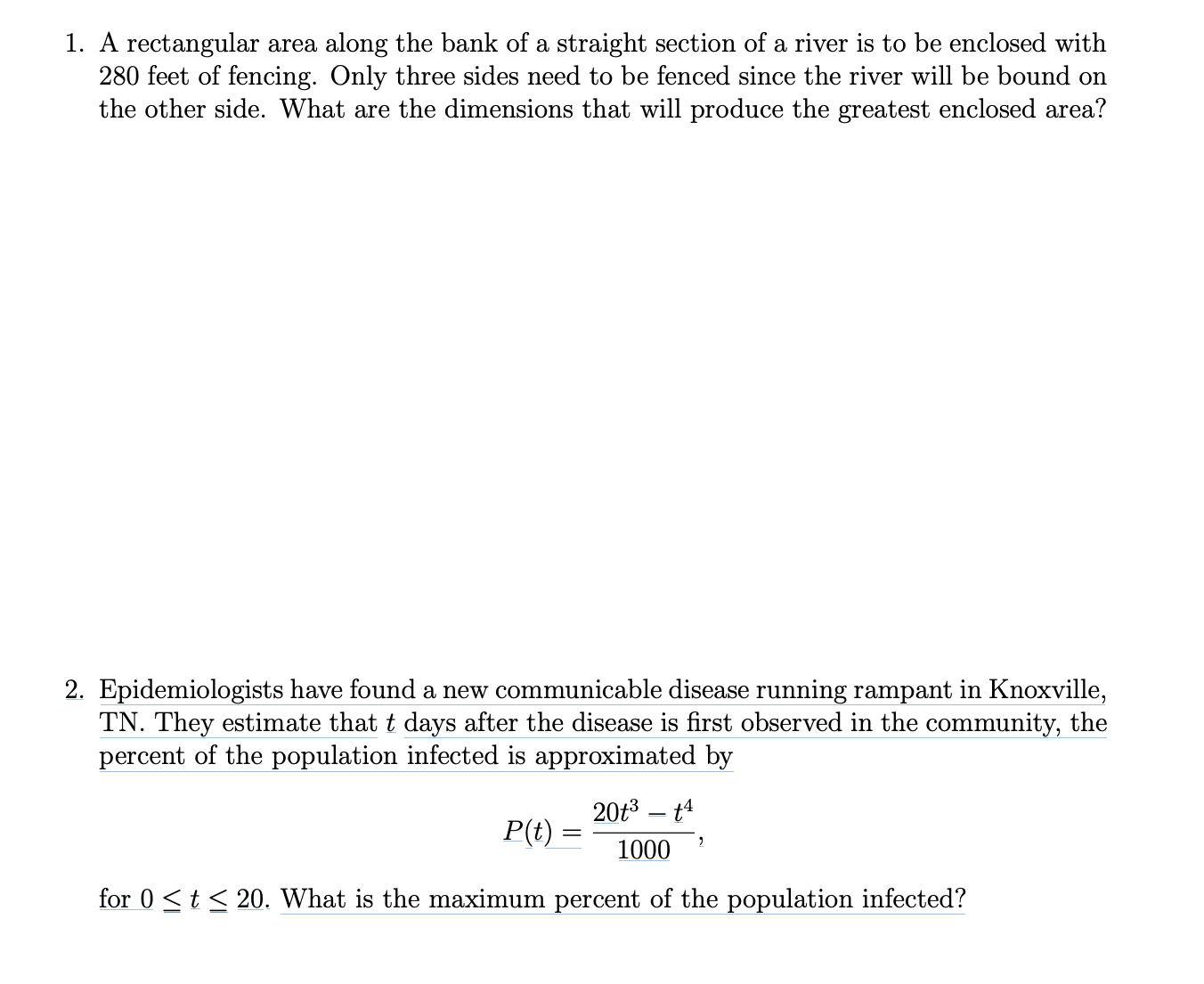 I need help solving these three questions 1. A rectangular area along