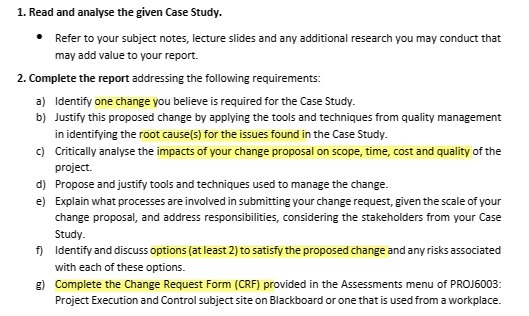 1. Read and analyse the given Case Study. Refer to your