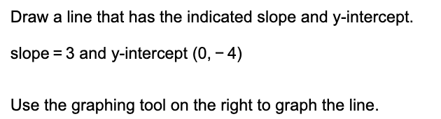 slope = 3 and yintercept (0, - 4) Use the graphing tool