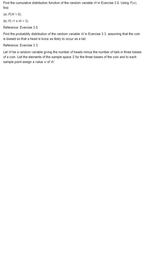 solve these probability problems Find the cumulative distribution function of the