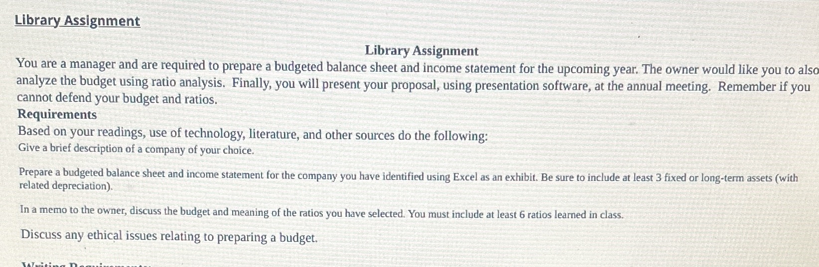  Library Assignment Library Assignment You are a manager and are required