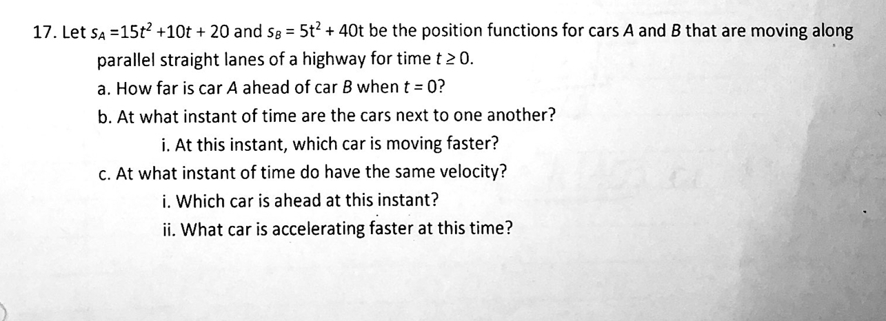 Question is attached below! 17. Let SA =15t2 +10t + 20 and